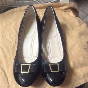 Cole Haan shoes women’s size 10 black Emory 40mm Bow wedge ll leather w09950